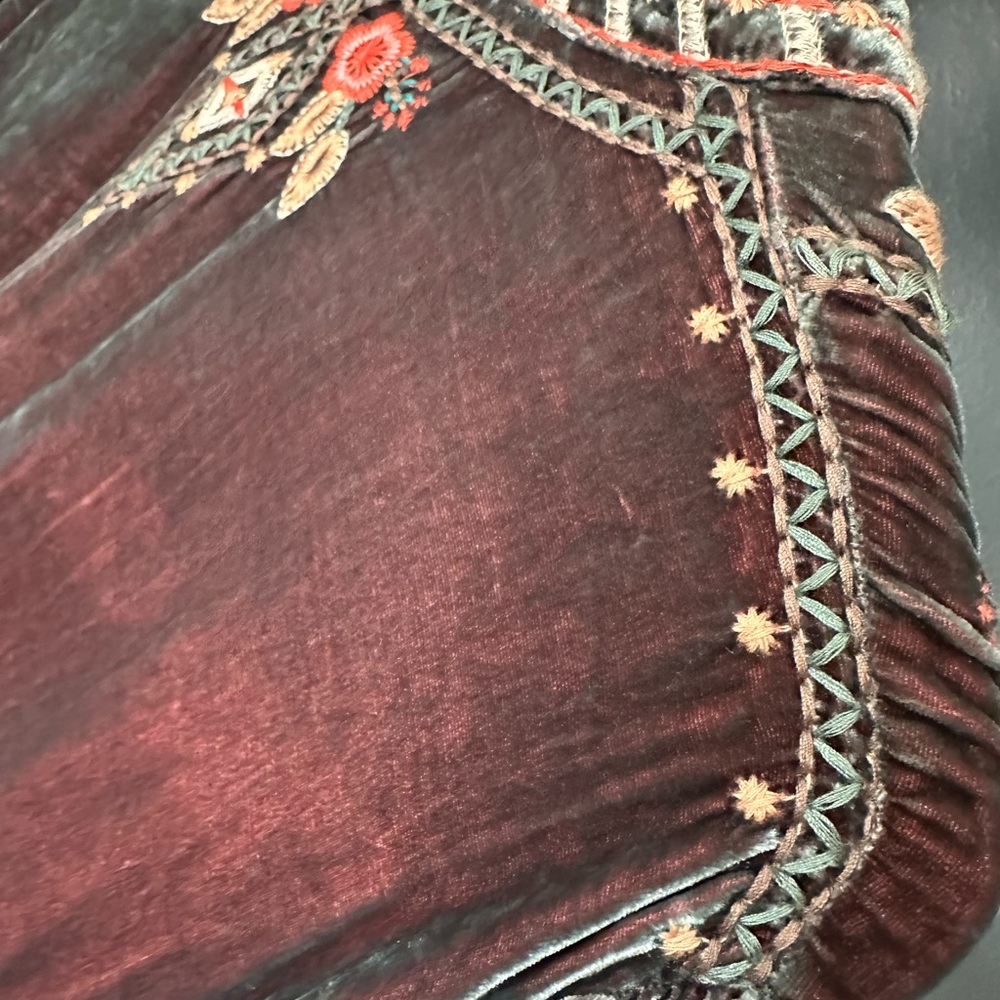 Johnny Was Maeve Velvet Trapunto tunic Dress with Floral Embroidery - Picture 8 of 11